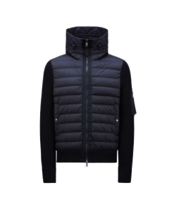 Moncler PADDED WOOL HOODIE - Navy blue