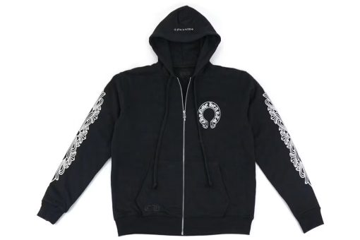 Chrome Hearts Horseshoe Floral Cross Sleeve Embroidered Hood Zip Up Hoodie