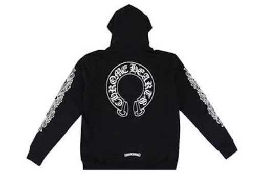 Chrome Hearts Horseshoe Floral Cross Sleeve Embroidered Hood Zip Up Hoodie - Image 2
